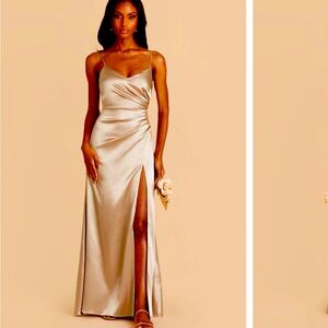 Birdy Grey Catherine Shiny Satin Dress - Neutral Champagne, new with tags.